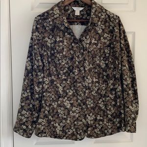 CJ Banks Flower Blazer Jacket Size 1X Shades of Greens, Khaki & Cream
